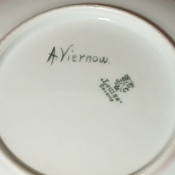 Vtg. Signed A.Viernow J & C Louise Bavaria Headdress Indian Princess Plate 7" - Picture 4 of 5